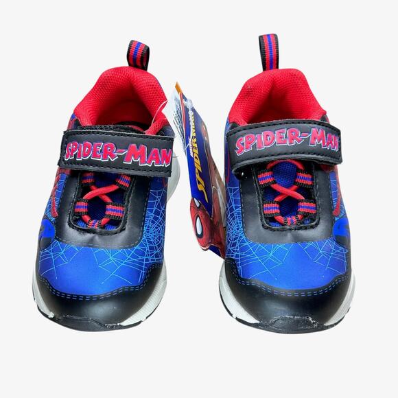 Marvel Spiderman Light Up Sneakers Size 6 Blue Red Unisex Hook & Loop New - Picture 9 of 11